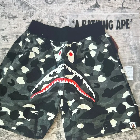 A Bathing Ape Men's Camouflage Athletic Shorts - Black - Picture 1 of 3